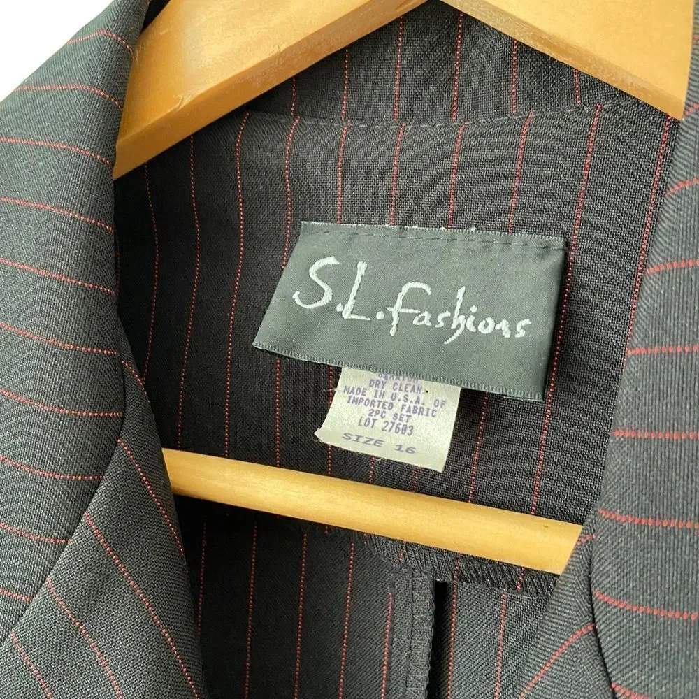 Vintage S.L. Fashions Made in USA Stripped Blazer in Size 16